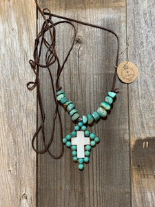 Turquoise & Mother of Pearl Cross