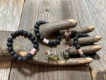 Natural Black Beads & Pink Opal Stone